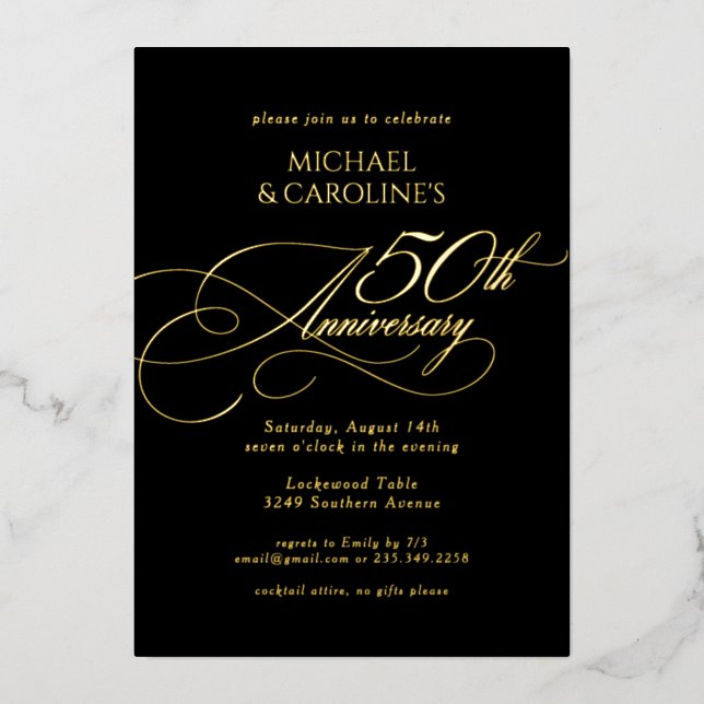 Classic Elegant Script 50th Wedding Anniversary (Front)