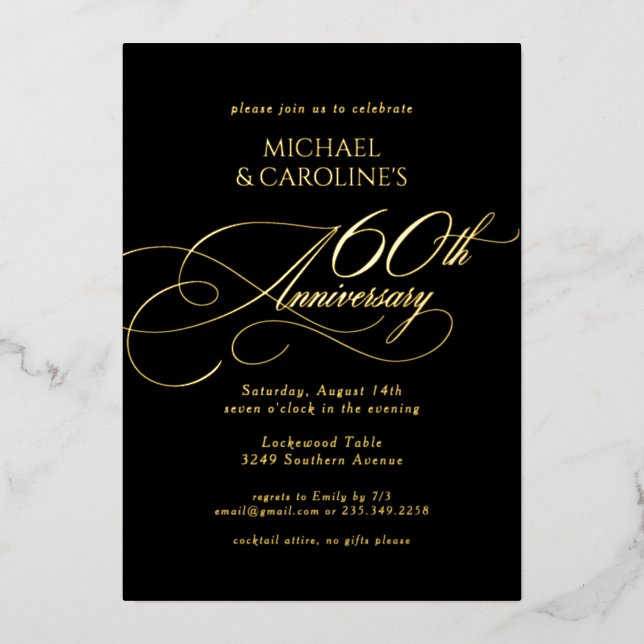 Classic Elegant Script 60th Wedding Anniversary (Front)