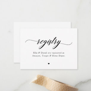 Classic Elegant Script Bridal Baby Shower Registry Card