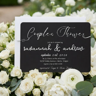Classic Elegant Script Couples Shower Invitation