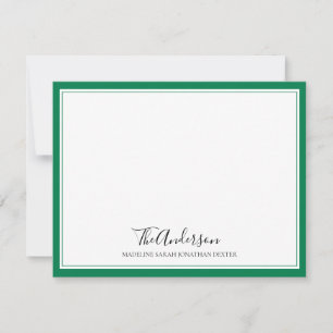 Classic Elegant Script Family Green Square Border Card