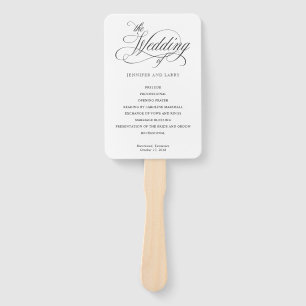 Classic Elegant Script Flourishes Wedding Hand Fan