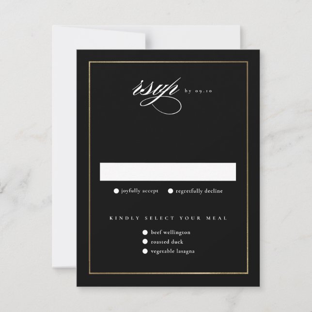 Classic Elegant Script Gold Wedding RSVP Card (Front)