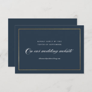 Classic Elegant Script Gold Wedding Website RSVP Card