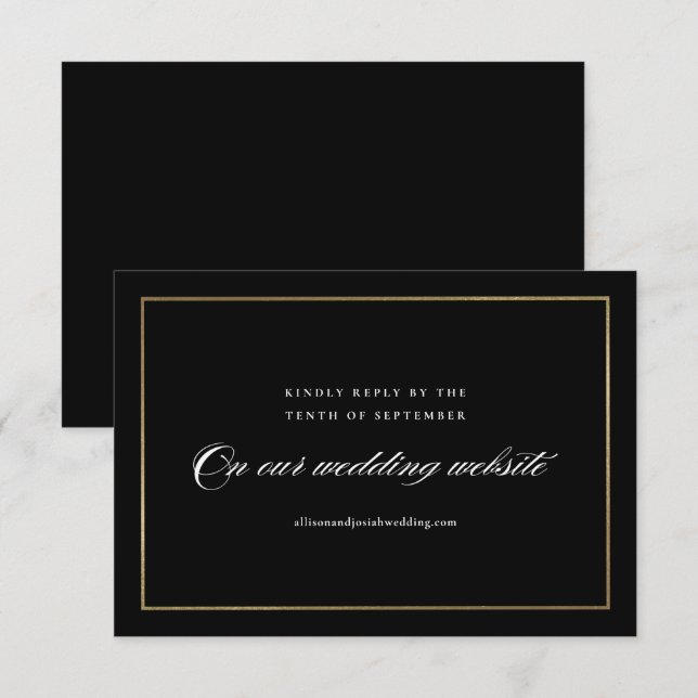 Classic Elegant Script Gold Wedding Website RSVP Card (Front/Back)