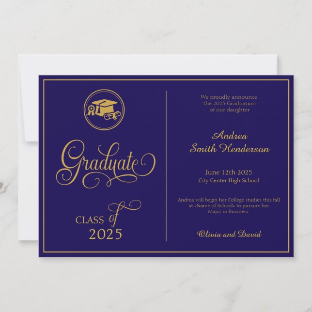 Classic Elegant Script No Photo Graduation Announcement (Front)