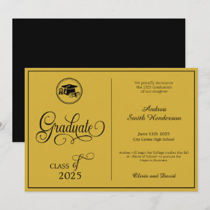 Classic Elegant Script No Photo Graduation Announcement