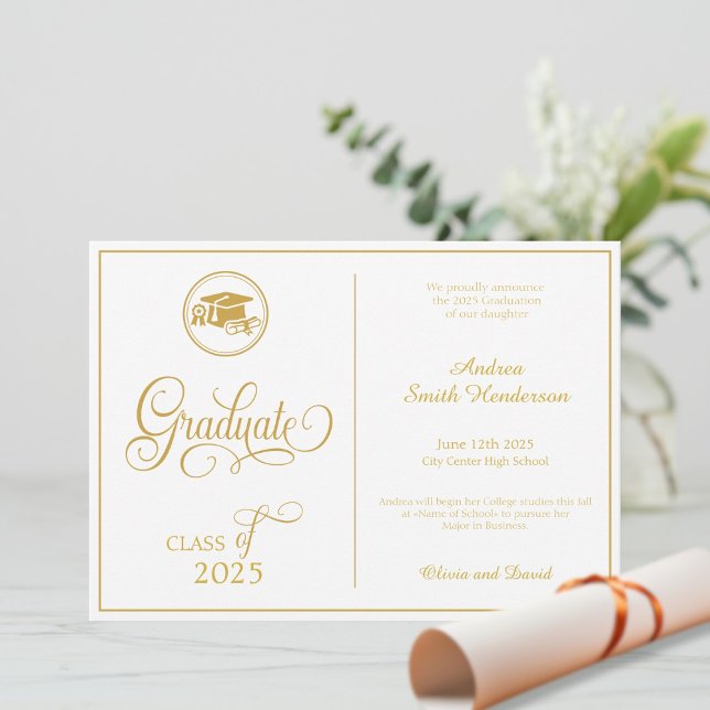Classic Elegant Script No Photo Graduation Announcement (Creator Uploaded)