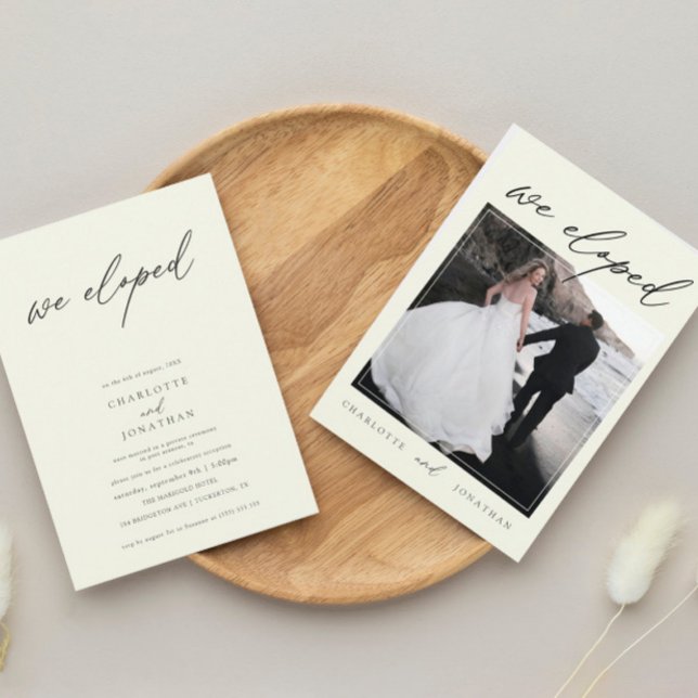 Classic Elegant Script Photo Elopement Wedding Invitation (Creator Uploaded)
