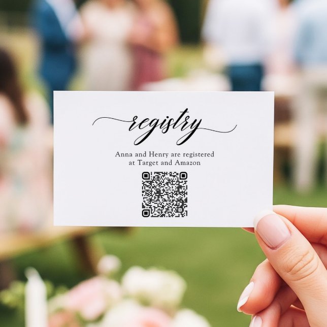 Classic Elegant Script QR Code Shower Registry Card (Creator Uploaded)