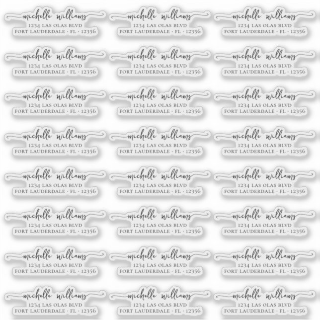 Classic Elegant Script Transparent Return Address  (Front)