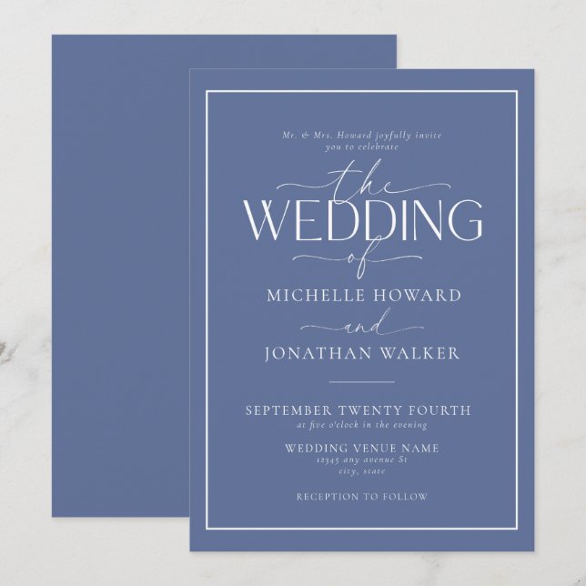 Classic Elegant Script Wedding Invitation (Front/Back)
