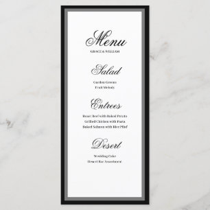 Classic Elegant Script Wedding Menu Card