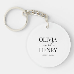 Classic Elegant Script Wedding Rehearsal Dinner Keychain