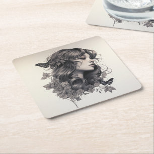 Classic Elegant Script Wedding Rehearsal Dinner Square Paper Coaster