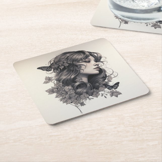 Classic Elegant Script Wedding Rehearsal Dinner Square Paper Coaster (Angled)