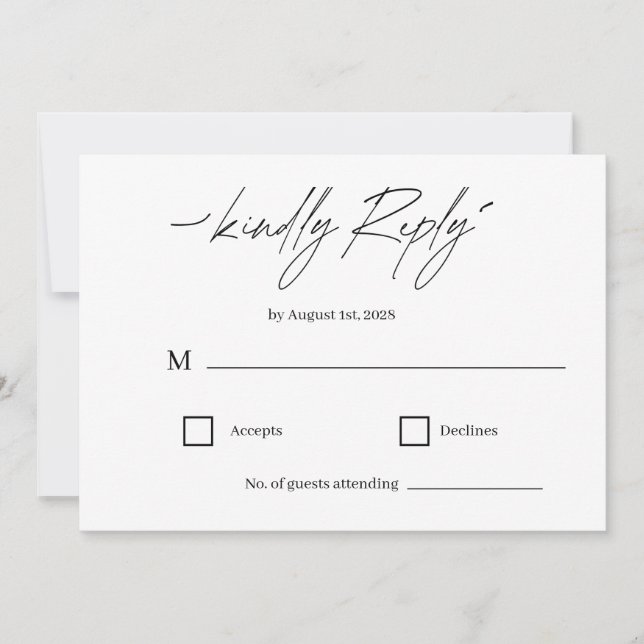 Classic Elegant Script Wedding RSVP Card (Front)
