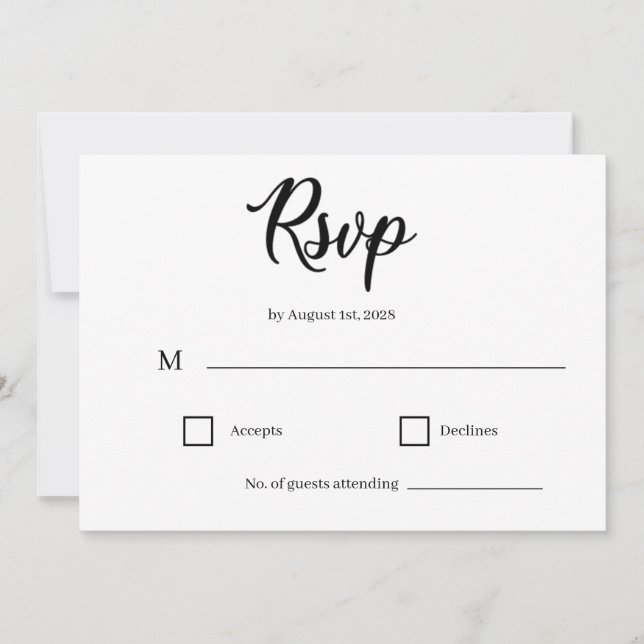 Classic Elegant Script Wedding RSVP Card (Front)
