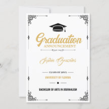 Classic Elegant Script White Graduation