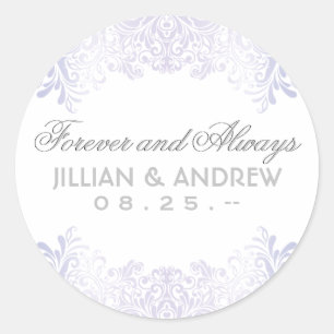 Classic Elegant Silver Monogram Favour Classic Round Sticker
