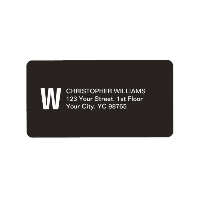 Classic Elegant Simple Ivory Black White Monogram Label (Front)