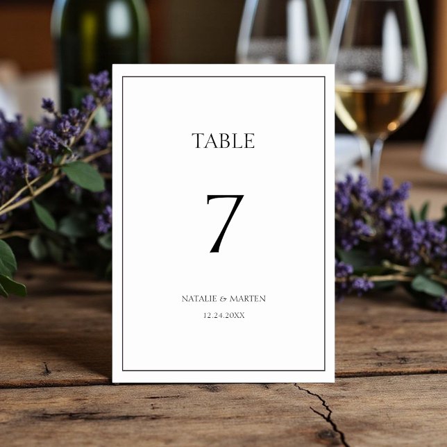 Classic Elegant Simple Modern Minimalist Table Number (Creator Uploaded)