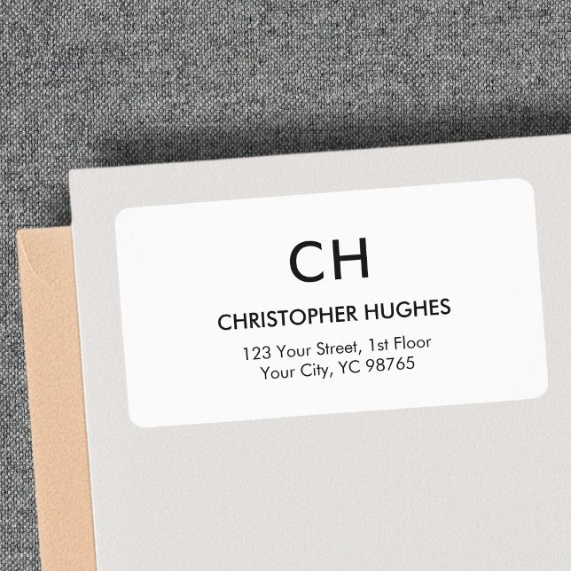 Classic Elegant Simple White Monogram Label (Creator Uploaded)