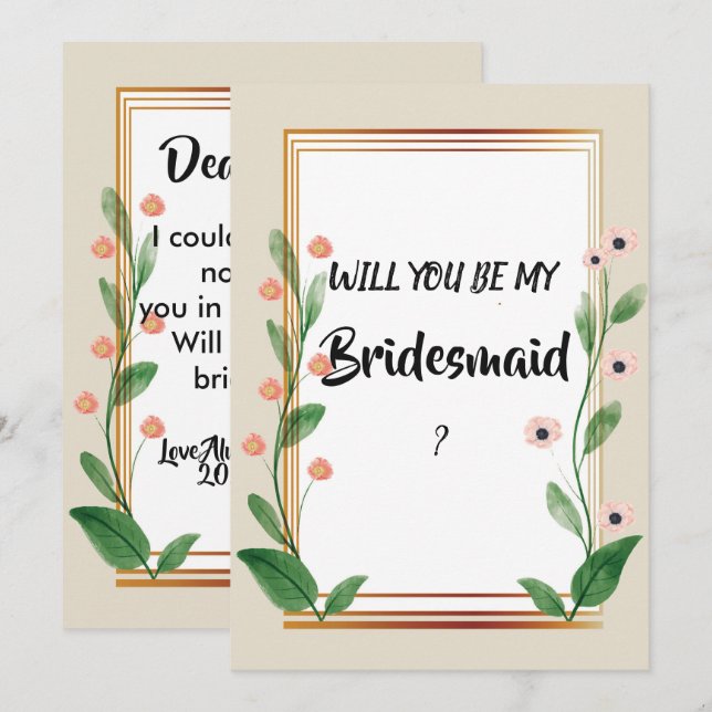 Classic & Elegant Sophisticated   Bridesmaid Invitation (Front/Back)