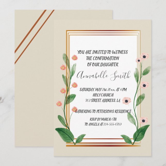 Classic & Elegant Sophisticated   CONFIRMATION Invitation (Front/Back)