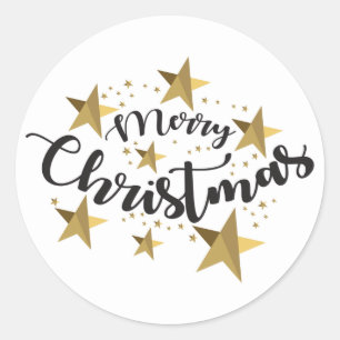 Classic Elegant Stylish Modern Merry Christmas. Round Sticker