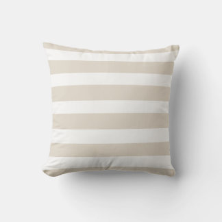 Classic elegant tan beige sand white strips outdoor pillow