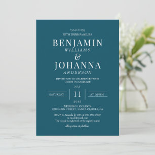 Classic Elegant Teal Wedding Invitation