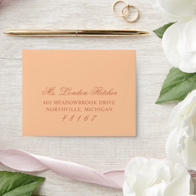 Classic Elegant Terracotta Wedding RSVP Envelope (Wedding)