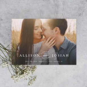 Classic Elegant Typography Names Photo Wedding Sav Magnetic Invitation