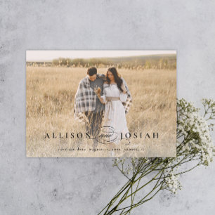 Classic Elegant Typography Names Photo Wedding Sav Magnetic Invitation