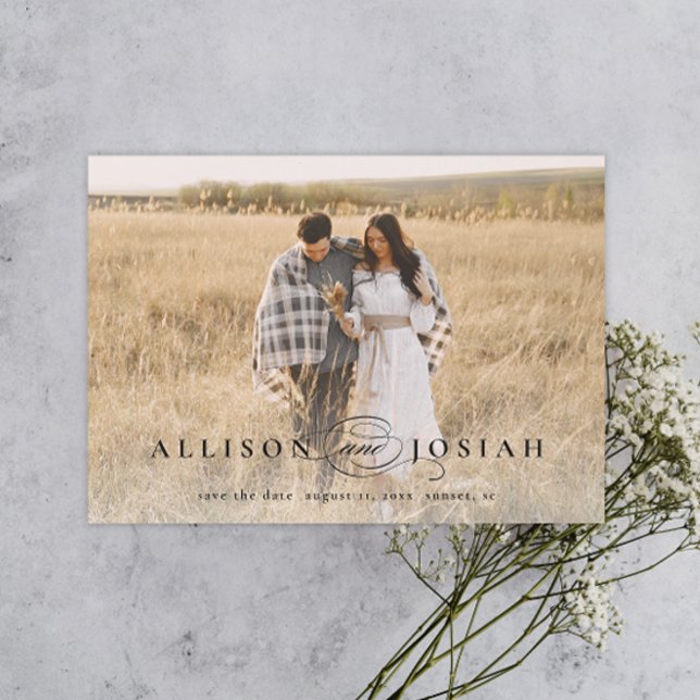 Classic Elegant Typography Names Photo Wedding Save The Date (Creator Uploaded)