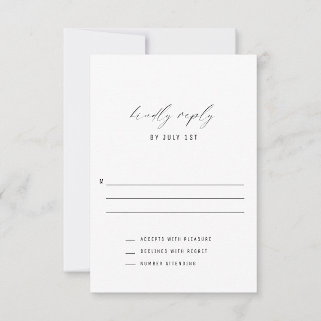Classic Elegant Vertical Wedding RSVP Card (Front)