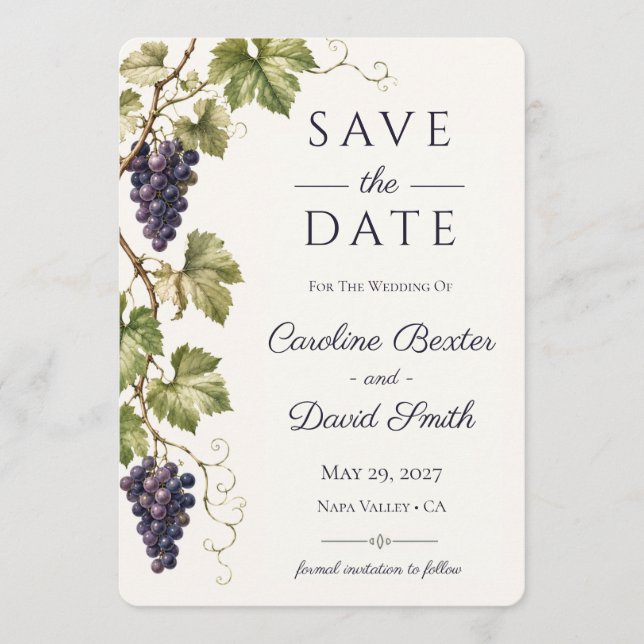 Classic Elegant Vineyard Winery Save the Date Invitation (Front)