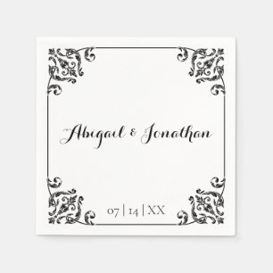 Classic Elegant Vintage Baroque Framed Wedding Napkin