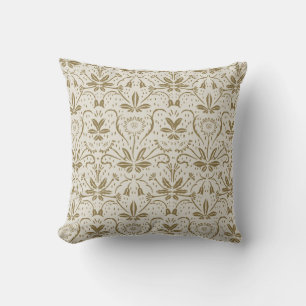 Classic Elegant Vintage Beige Floral Pattern Throw Pillow