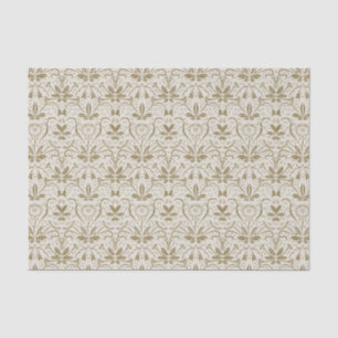 Classic Elegant Vintage Beige Floral Pattern Tissue Paper