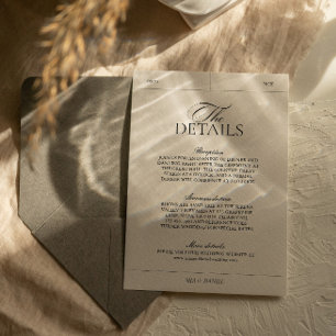Classic Elegant Vintage Label Wedding Details Enclosure Card