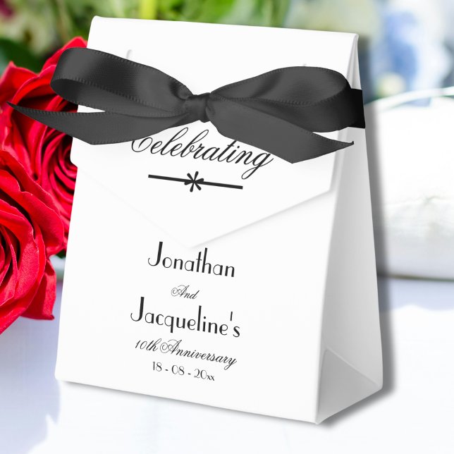 Classic Elegant Wedding Anniversary Custom White Favor Box (For a Classic Elegant Wedding Anniversary - Personalized White and Black Favor Box.)