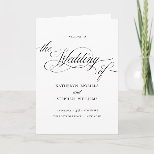 Classic Elegant Wedding Ceremony Folded Program (Front)