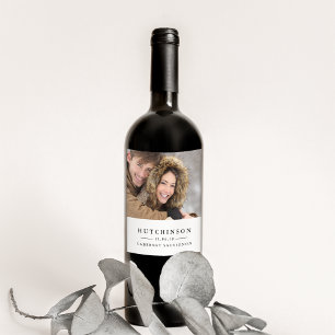 Classic Elegant Wedding Favour Photo Wine Labels