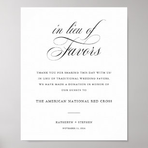 Classic Elegant Wedding In Lieu Of Favours Sign