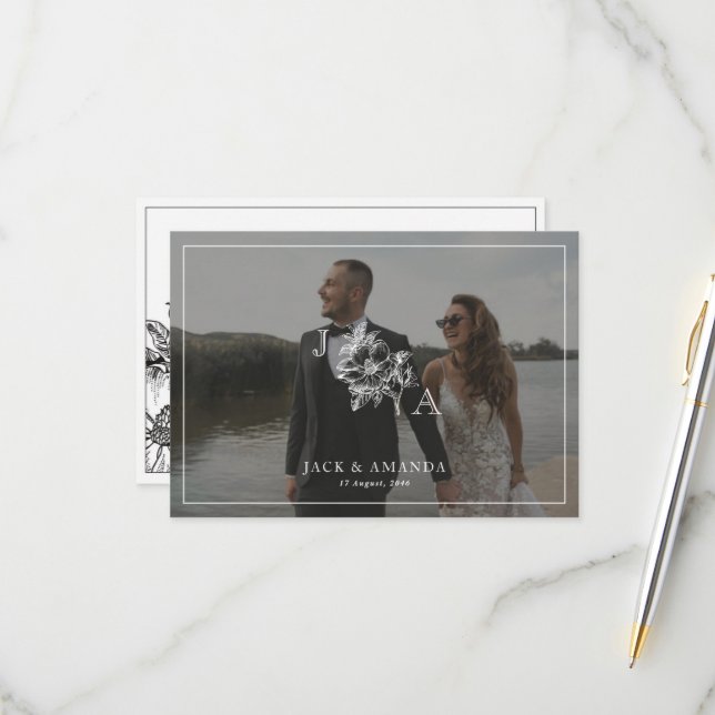 Classic Elegant Wedding Invitation Cartes RSVP (Devant/Arrière en situation)