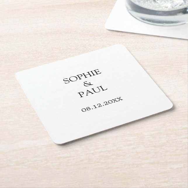 Classic Elegant Wedding Paper Coaster (Angled)