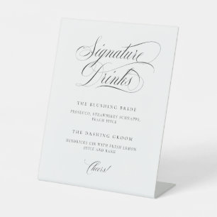 Classic Elegant Wedding Signature Drinks Pedestal  Sign