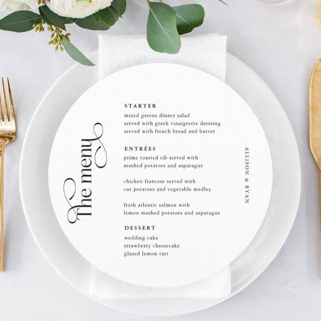 Classic Elegant Wedding Table Round Menu Cards (Creator Uploaded)